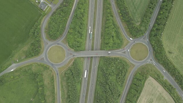Starry shaped roundabout at N7 motorway county Laois Portlaoise Ireland 