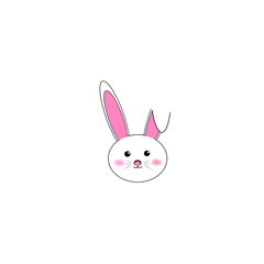 Fototapeta na wymiar Cartoon white bunny ears folded in half