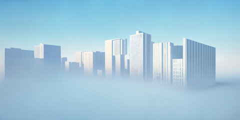 Fototapeta premium Modern City 3D render view. Minimalist modern architecture