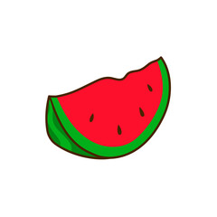 Hand-drawn watermelon on a transparent background. Isolated vector illustration of slice watermelon