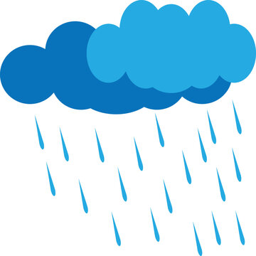 Raining Cloud And Rain Water Rainy Raindrops Icon Illustration