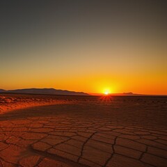 Fototapeta na wymiar arid Clay soil Sun desert global worming concept cracked scorched earth soil drought desert landscape dramatic sunset