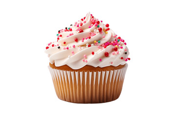 Cupcake with Sprinkles Isolated on Transparent Background. Generative AI