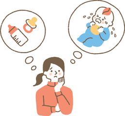赤ちゃんのことが気になっている女性_色