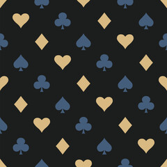 Symbols of Suits Card Seamless Pattern Background. Gambling hand drawn.