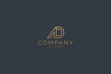 Luxury Letter AD Monogram Serif Logo Design For Corporate And Company In Vector With A Black Background.