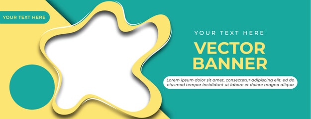 Yellow Cream Green Vector Banner with Abstract Shape Template Design
