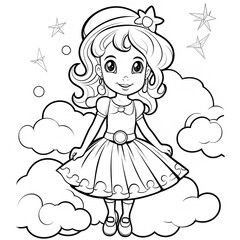 coloring page for kids, simple, white background
