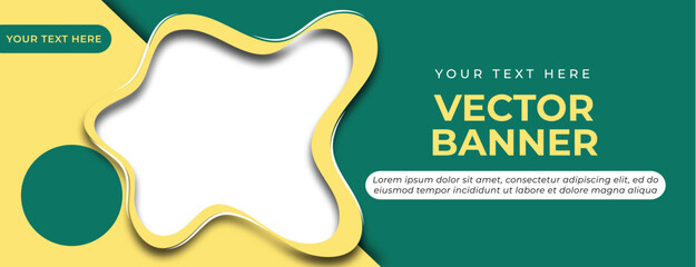 Yellow Cream Green Vector Banner with Abstract Shape Template Design