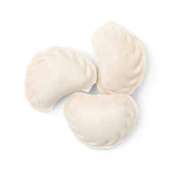 Fototapeta na wymiar Raw dumplings (varenyky) isolated on white, top view