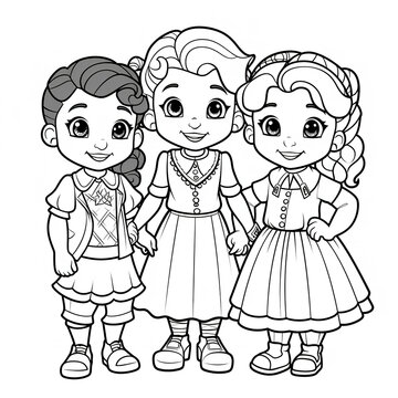 coloring page for kids, simple, white background