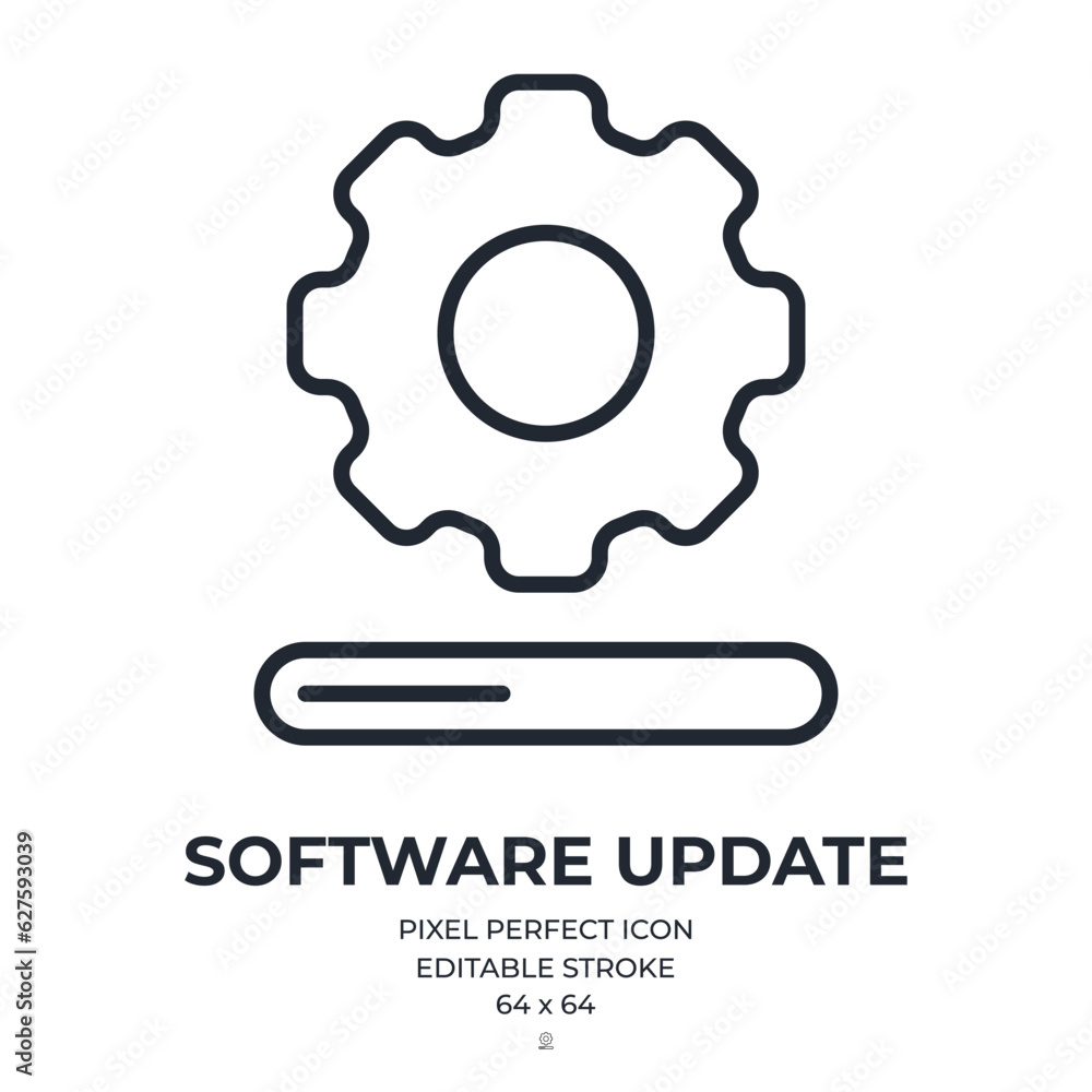 Wall mural software update editable stroke outline icon isolated on white background flat vector illustration. 