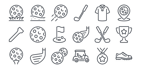 Golf editable stroke outline icon isolated on white background flat vector illustration. Pixel perfect. 64 x 64.