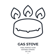 Obraz premium Gas stove. editable stroke outline icon isolated on white background flat vector illustration. Pixel perfect. 64 x 64.