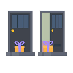 Gift delivery. Holiday box delivery, vector illustration
