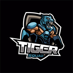 Esport Badge Tiger Squad Theme Logo Design
