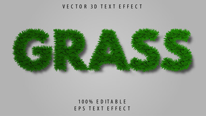 GRASS 3d editable vector text effect design