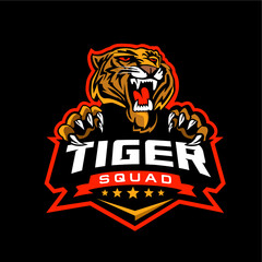 Game Logo Design with Tiger Head Mascot