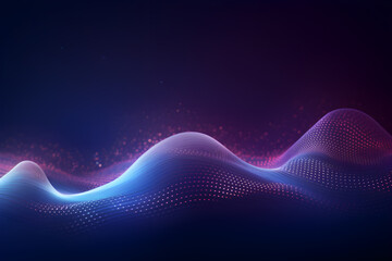 abstract blue wave background with glowing lights, AI generate