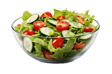 Isolated Fresh Salad in a Bowl on Transparent Background. Generative AI