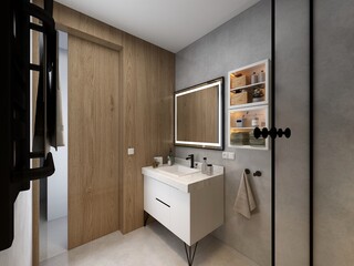 Obraz na płótnie Canvas baño de casa de lujo con ducha y azulejos de diseño 