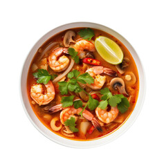 Bowl of Thai Tom Yum Kung Isolated on a Transparent Background