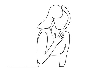 sick woman cant breathe heart attack illness line art