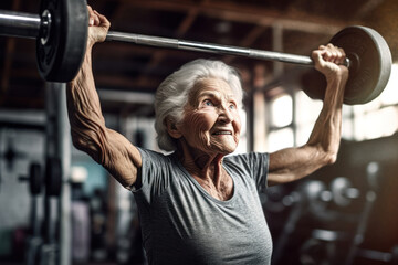 Portrait of senior working out gym fitness, fitness concept. Senior healthy lifestyle with fitness...