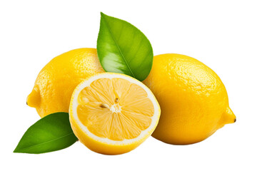 Lemon Fruit Isolated on Transparent Background. Generative AI