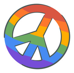 Hippie sign, peace symbol with rainbow vector