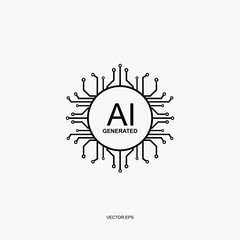 logo AI Processor vector icon. Chipset AI for device or, AI generative art creative circuit concept in digital, Ai vector microchip circuit