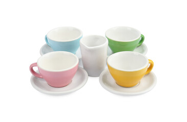 Set of cups isolated on white. Children's toys
