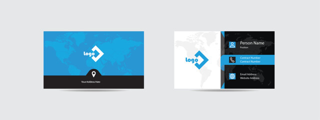 A modern business card blue and black colour with world map. It help to grow your business fast.