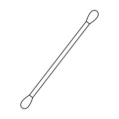 Cotton swab vector icon. Care and hygiene illustration. Black ear and cosmetic buds. Wooden ear stick. Bath and makeup symbols.