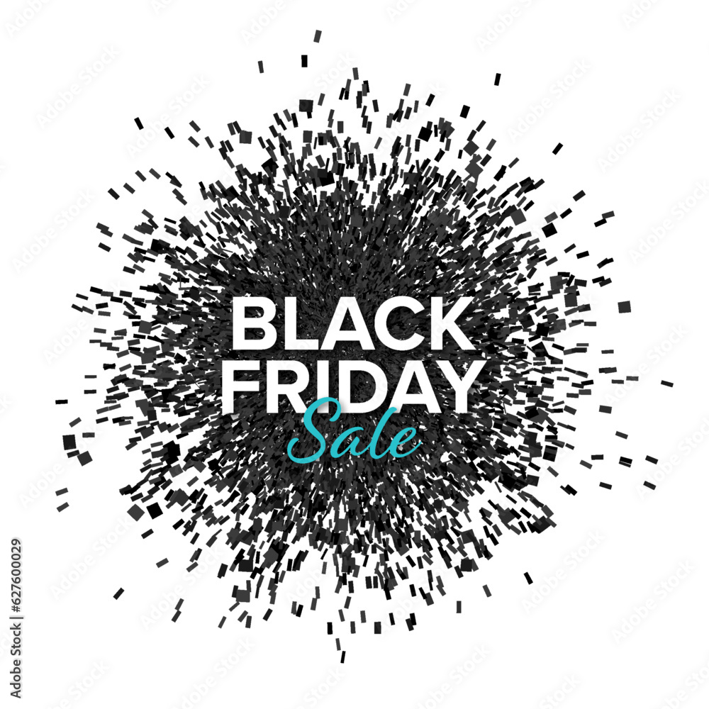 Wall mural Black Friday sale design with black shatter explosion