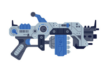 Fantastic Weapon and Raygun as Destructive Energy Gun Vector Illustration