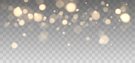 Gold bokeh lights isolated. Vector background with gold sparkles