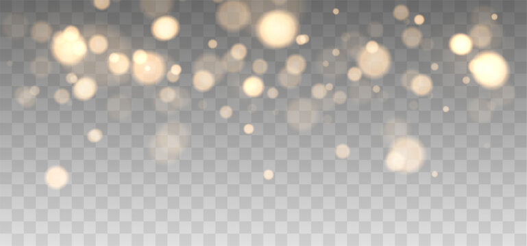 Gold bokeh lights isolated. Vector background with gold sparkles