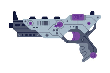 Fantastic Weapon and Raygun as Destructive Energy Gun Vector Illustration