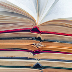 vintage opened books closeup