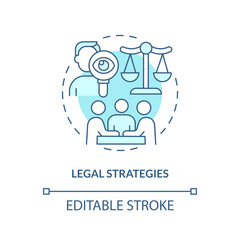 Editable legal strategies blue icon concept, isolated vector, lobbying government thin line illustration.