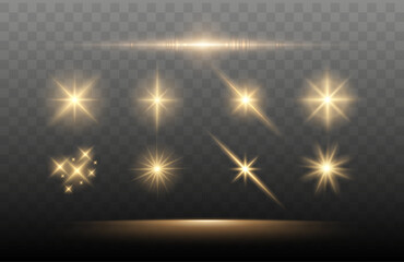 Fototapeta Set of Shine glowing stars. Vector Golden Sparks isolated. obraz