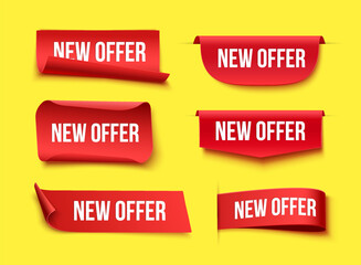 New offer red tags on yellow background