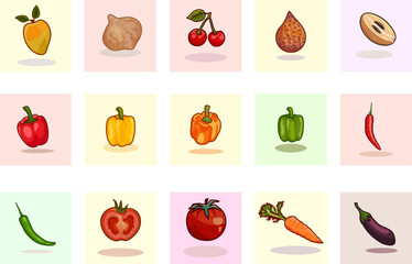 full color fruit and vegetable logo bundle 1