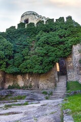 Courtyard of historical castle Chojnik in Poland - 627605005