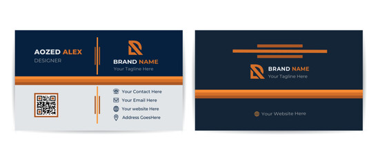 creative business card with simple modern design, modern name card layout, corporate business card template,  high quality personal contact design card.