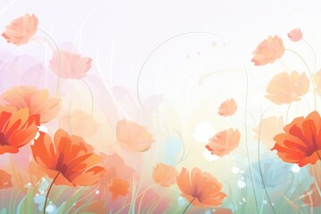 Naklejka premium Wallpaper pattern of a small separated flower in pastel color, art, seamless illustration, and minimalist style. copy space. Generative AI.