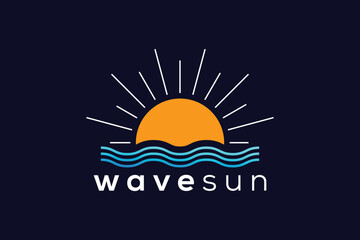 Trendy Professional sun and wave logo design vector template