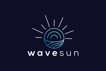 Trendy Professional sun and wave logo design vector template