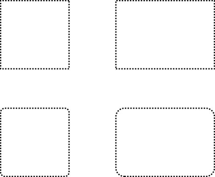 Dashed line basic geometric shapes. Dashed outline of circle, oval, square, triangle and star. Icon of cut frame. Vector illustration